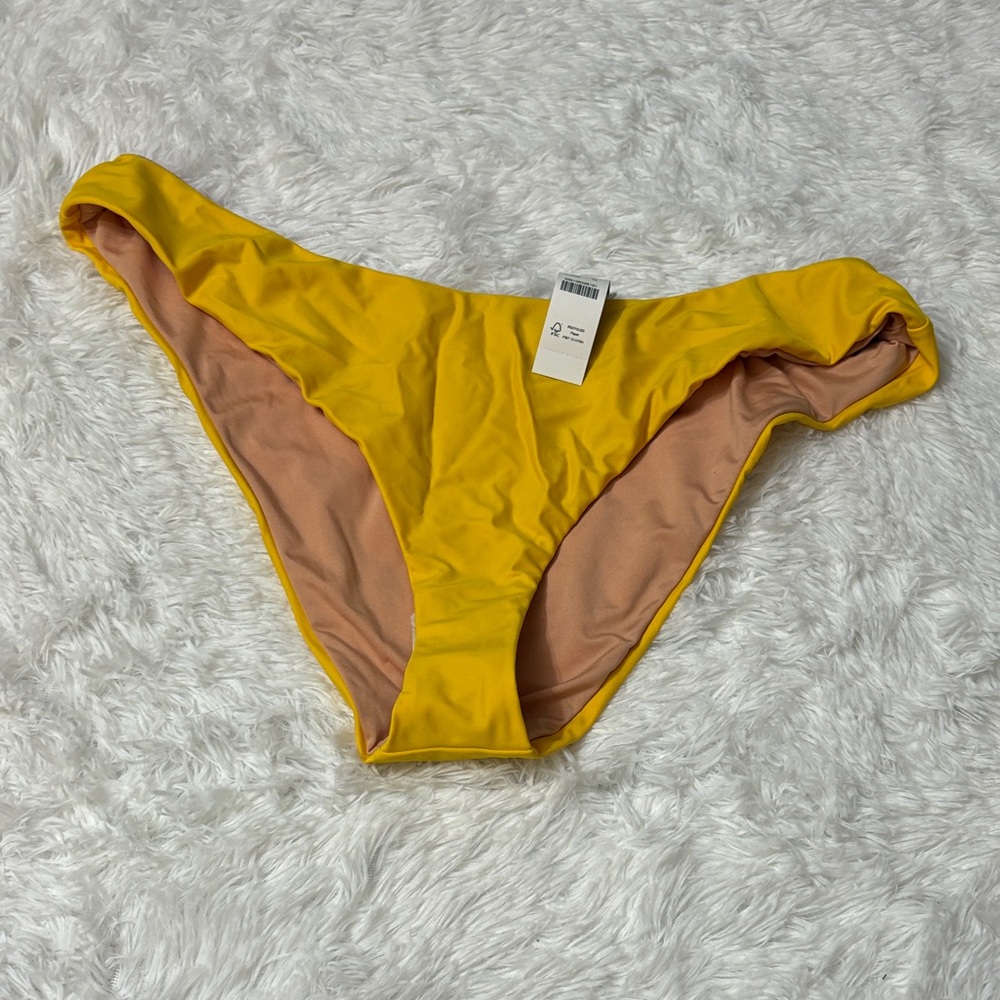 NWT J. Crew Yellow Curved-Waist Cheeky Swim Bottoms Only XL